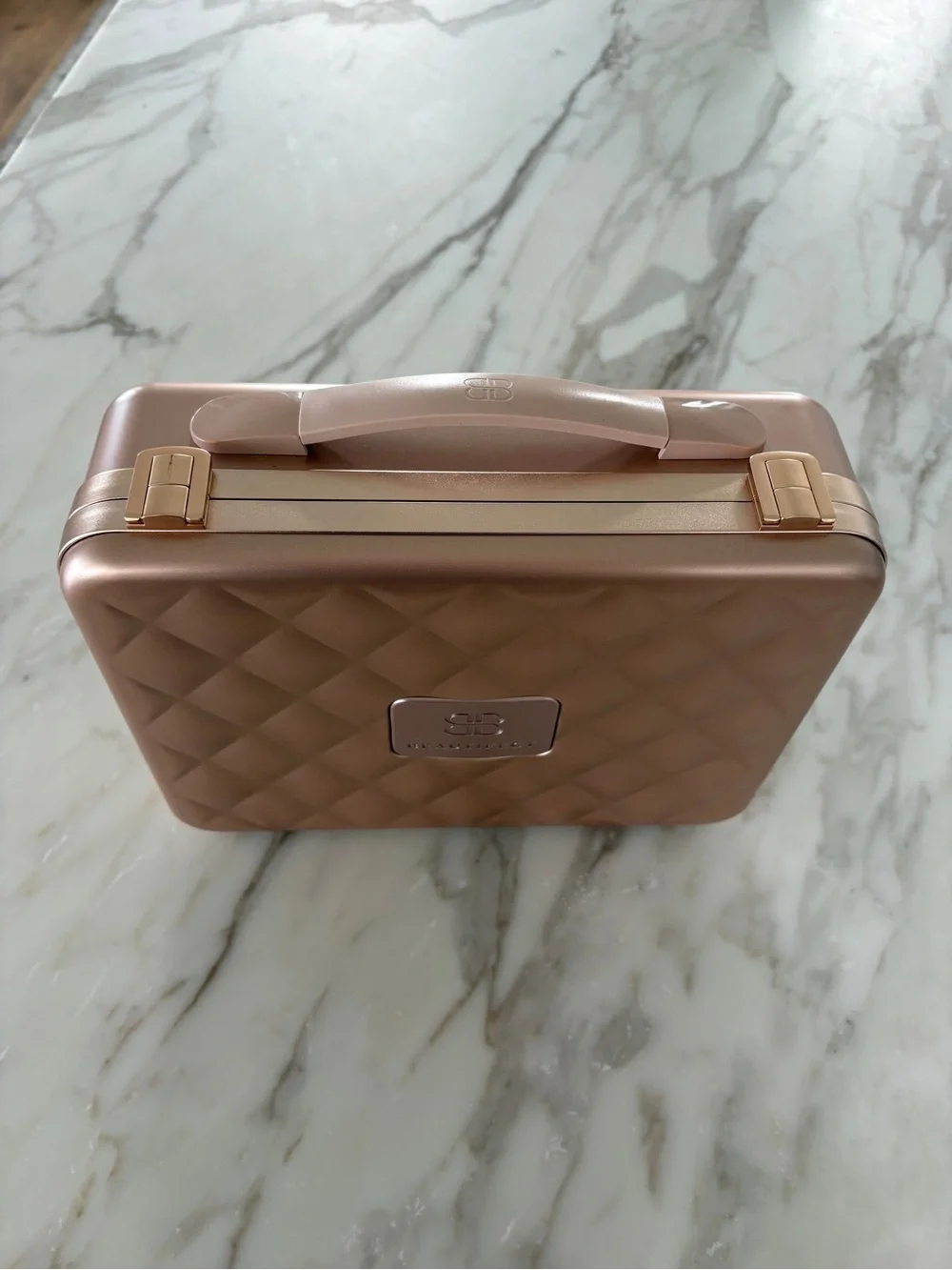 Beautifact Box Quilted Hard Case Makeup Organizer in Rose Gold